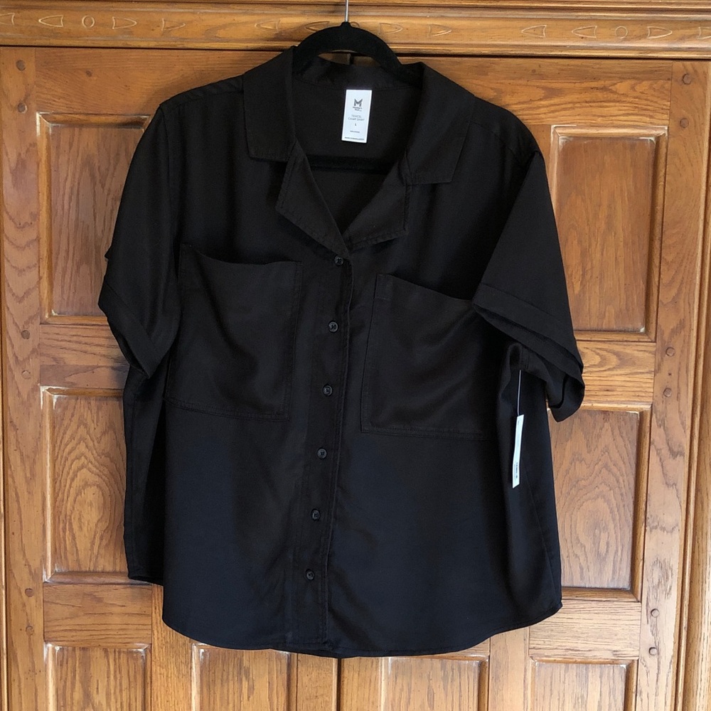 Black Tencel Camp Shirt Size L